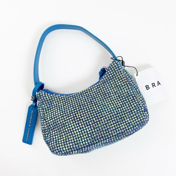 BRANDON BLACKWOOD Syl Blue Crystal Metallic Bag Top Handle Light Sapphire - Picture 11 of 12